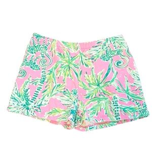 Lilly Pulitzer Girl’s Pink and Green Pull On Elastic‎ Waist Shorts Size 4/5